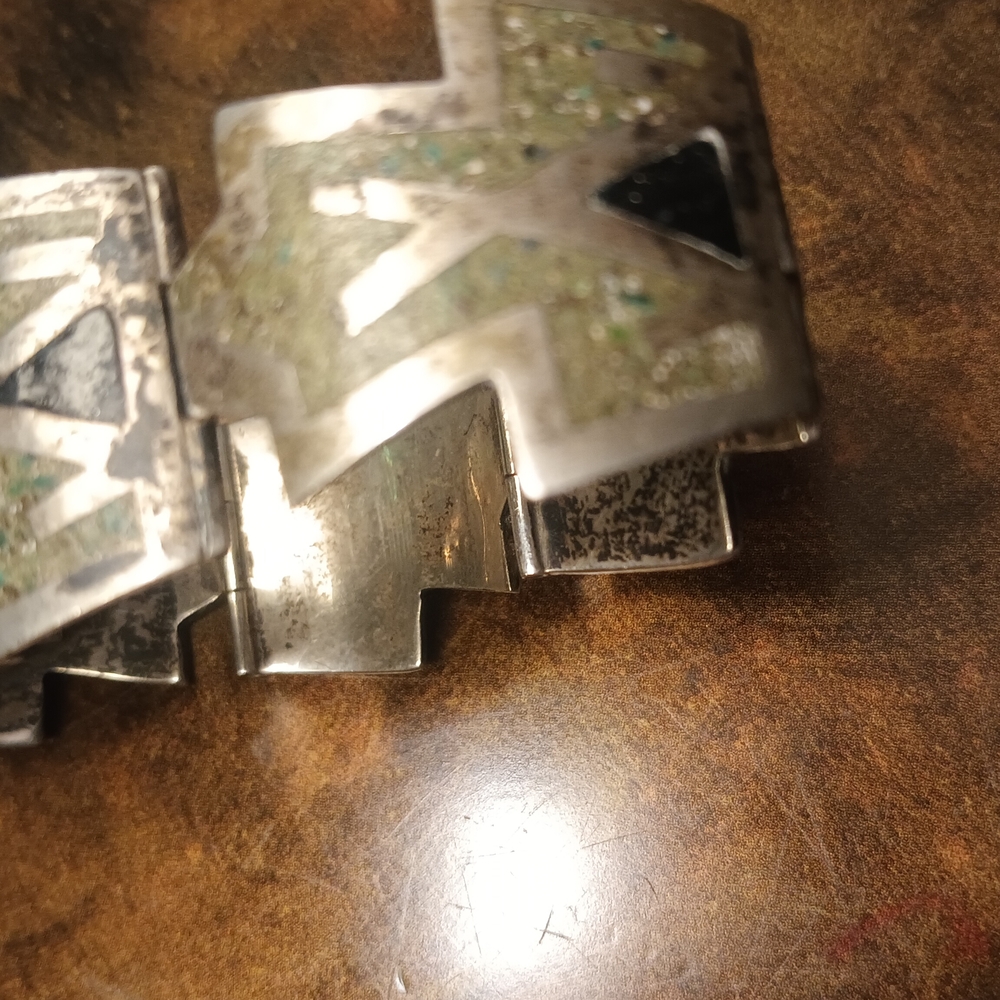 Silver and Black Geometric Men's Bracelet
